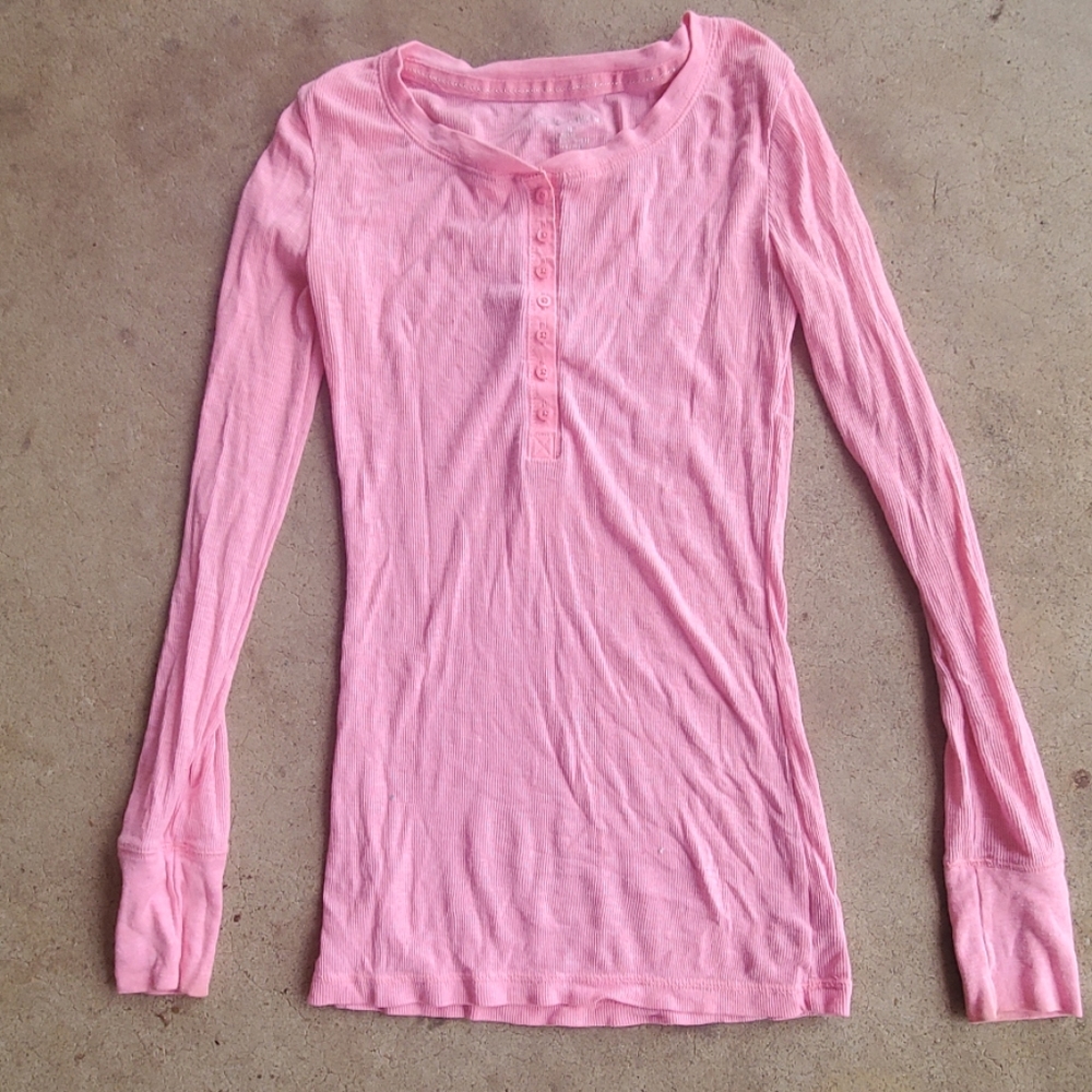 SOLD Xhiliration sleepwear pink ribbed knit top - Picture 1 of 2